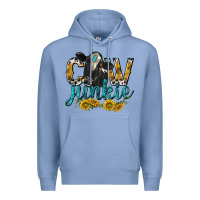 Colony Blue Cow Junkie with Cow Premium Hoodie - texasbilliewilder