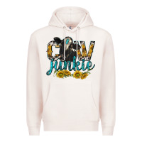 Pale Pink Cow Junkie with Cow Premium Hoodie - texasbilliewilder