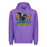 Purple Cow Junkie with Cow Premium Hoodie - texasbilliewilder