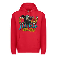 Red Cow Junkie with Cow Premium Hoodie - texasbilliewilder