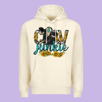 Cow Junkie With Cow Premium Hoodie Designed By Texasbilliewilder