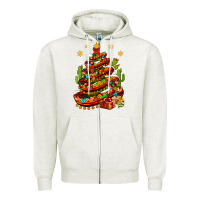Oatmeal Heather Christmas Feliz Navidad Sombrero Tree Zipper Hoodie - BundleAndBundleShop