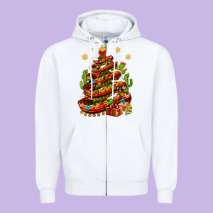 Christmas Feliz Navidad Sombrero Tree Zipper Hoodie Designed By Bundleandbundleshop