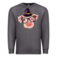 Charcoal Heather pig with halloween Premium Sweatshirt - RanaPortraitStore
