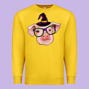 Pig With Halloween Premium Sweatshirt Designed By Ranaportraitstore
