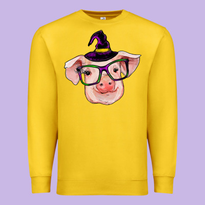 Pig With Halloween Premium Sweatshirt Designed By Ranaportraitstore