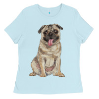 Baby Blue pug Ladies Tee - RanaPortraitStore