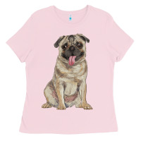 Bubblegum Pink pug Ladies Tee - RanaPortraitStore