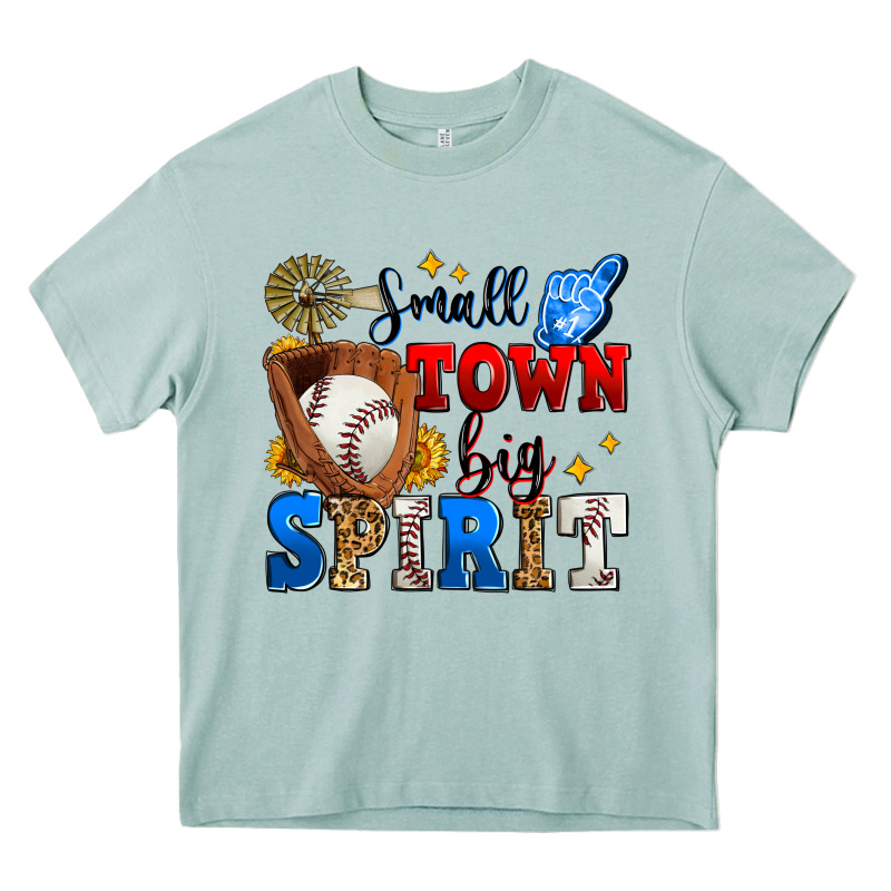 Small Town Big Spirit Baseball Heavy Core Tee by Zillion Design Studio | Teevron