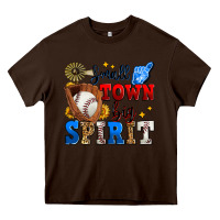 Chocolate Brown small town big spirit baseball Heavy Core Tee - Zillion Design Studio