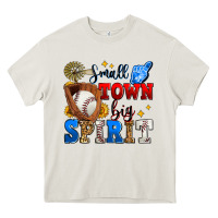 Cream small town big spirit baseball Heavy Core Tee - Zillion Design Studio