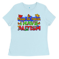 Baby Blue please be patient i have autism Ladies Tee - Zillion Design Studio