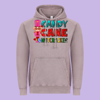 Candy Cane And Pink Nutcracker Ado Vintage Hoodie Designed By Adodesignshop