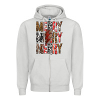 Dove Grey Merry Merry Merry Christmas Lightning Bolt Zipper Hoodie - BundleAndBundleShop