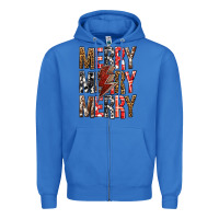True Royal Merry Merry Merry Christmas Lightning Bolt Zipper Hoodie - BundleAndBundleShop