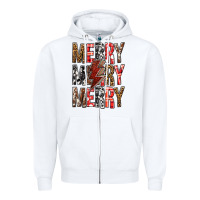 White Merry Merry Merry Christmas Lightning Bolt Zipper Hoodie - BundleAndBundleShop