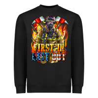 Black First In last Out American Firefighter Heavyweight Sweatshirt - LillyAllenDesigns