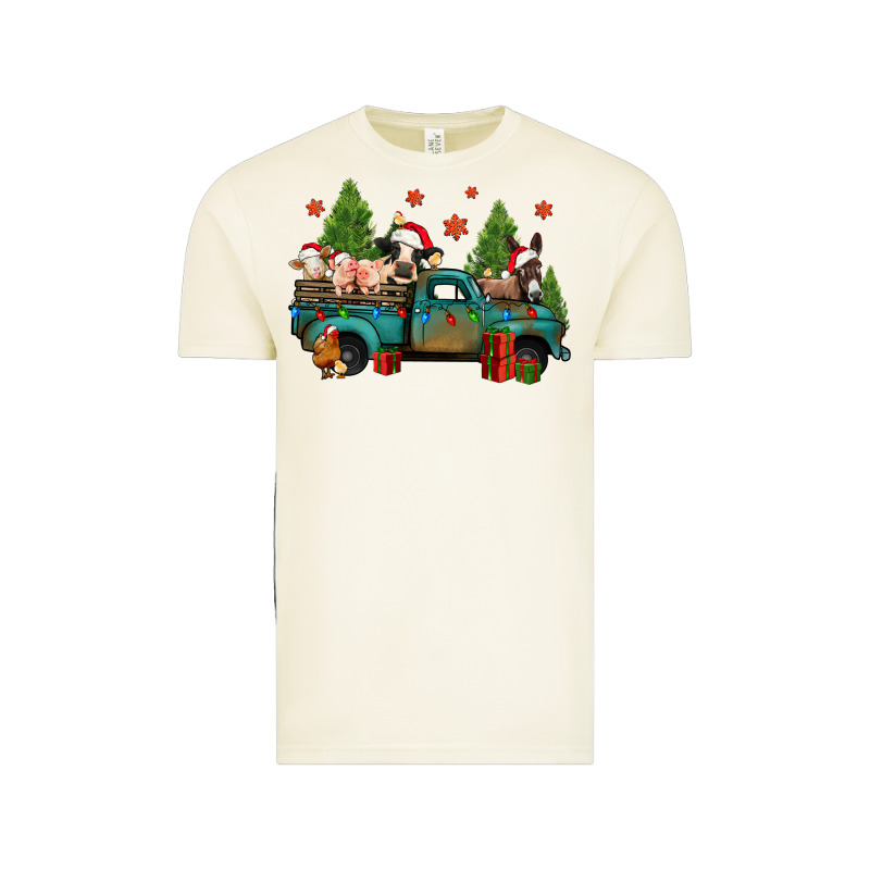 Christmas Farm Animals Truck Vintage Tee by Jasminsmagicworld | Teevron