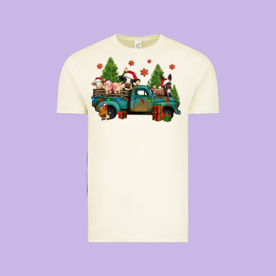 Christmas Farm Animals Truck Vintage Tee Designed By Jasminsmagicworld