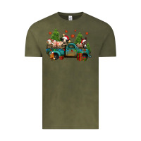 Vintage Olive christmas farm animals truck Vintage Tee - Jasminsmagicworld