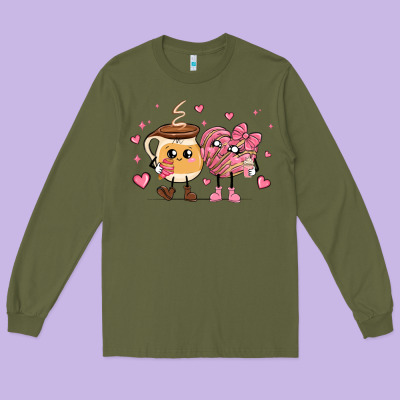 Valentines  Day Conchas And Cafecito Long Sleeve Tee Designed By Maliassmallbusiness