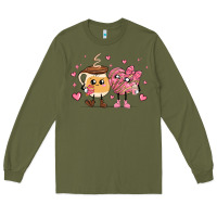 Army Green valentines  day conchas and cafecito Long Sleeve Tee - MaliasSmallBusiness
