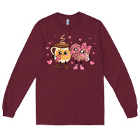 Burgundy valentines  day conchas and cafecito Long Sleeve Tee - MaliasSmallBusiness