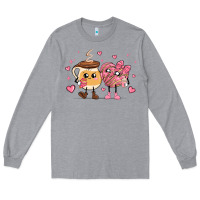 Heather Grey valentines  day conchas and cafecito Long Sleeve Tee - MaliasSmallBusiness