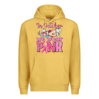 Antique Gold In October We Wear Pink Breast Cancer Awareness Premium Hoodie - texasbilliewilder