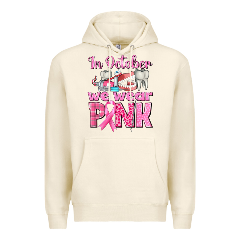 In October We Wear Pink Breast Cancer Awareness Premium Hoodie by texasbilliewilder | Teevron