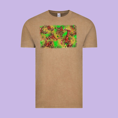 Mardi Gras Crawfish And Glitter Background Vintage Tee Designed By Adodesignshop