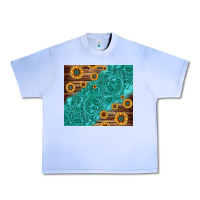 Grape Ice Tooled Leather And Sunflowers Urban Heavy Tee - Jasminsmagicworld