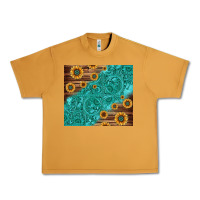 Peanut Butter Tooled Leather And Sunflowers Urban Heavy Tee - Jasminsmagicworld