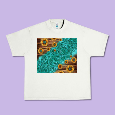 Tooled Leather And Sunflowers Urban Heavy Tee Designed By Jasminsmagicworld