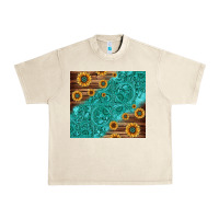Sandshell Tooled Leather And Sunflowers Urban Heavy Tee - Jasminsmagicworld