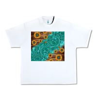 White Tooled Leather And Sunflowers Urban Heavy Tee - Jasminsmagicworld