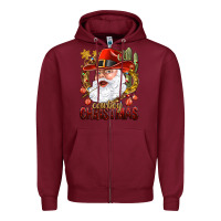 Burgundy Cowboy Christmas Santa Zipper Hoodie - BundleAndBundleShop