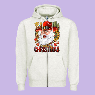 Cowboy Christmas Santa Zipper Hoodie Designed By Bundleandbundleshop