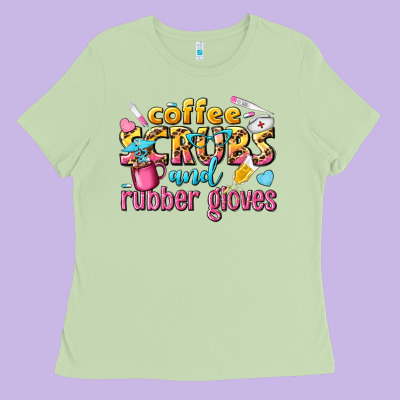 Coffee Scrubs And Rubber Gloves Ladies Tee Designed By Texasbilliewilder