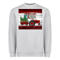 Heather Grey christmas on the farm tractor Heavyweight Sweatshirt - Jasminsmagicworld