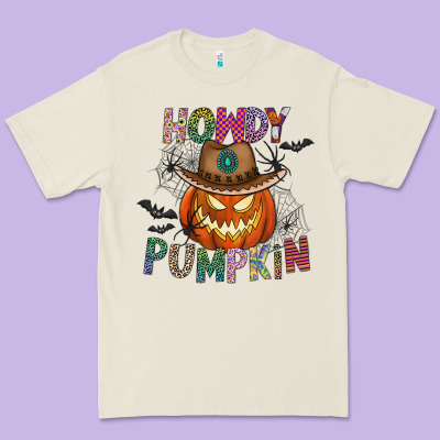 Howdy Pumpkin Premium Tee Designed By Cowhidedigitalart