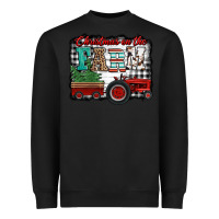 Black christmas on the farm tractor buffalo plaid Heavyweight Sweatshirt - Jasminsmagicworld