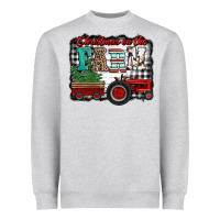 Heather Grey christmas on the farm tractor buffalo plaid Heavyweight Sweatshirt - Jasminsmagicworld