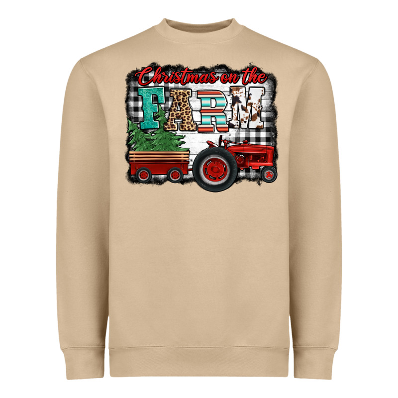 Christmas On The Farm Tractor Buffalo Plaid Heavyweight Sweatshirt by Jasminsmagicworld | Teevron
