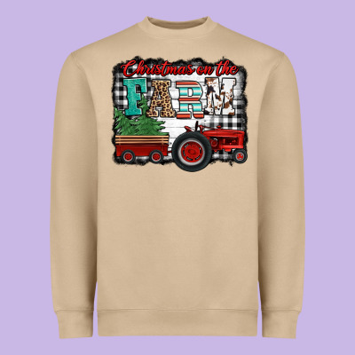 Christmas On The Farm Tractor Buffalo Plaid Heavyweight Sweatshirt Designed By Jasminsmagicworld