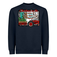 Navy christmas on the farm tractor buffalo plaid Heavyweight Sweatshirt - Jasminsmagicworld