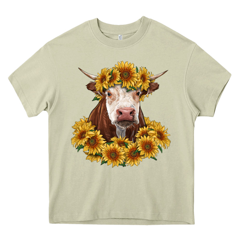 Hereford Cow With Sunflowers Heavy Core Tee by RanaPortraitStore | Teevron