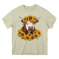 Mossy hereford cow with sunflowers Heavy Core Tee - RanaPortraitStore