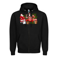 Black Santa Snowman Reindeer Penguin Elf Christmas Truck Zipper Hoodie - BundleAndBundleShop