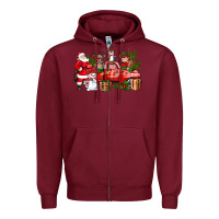 Burgundy Santa Snowman Reindeer Penguin Elf Christmas Truck Zipper Hoodie - BundleAndBundleShop